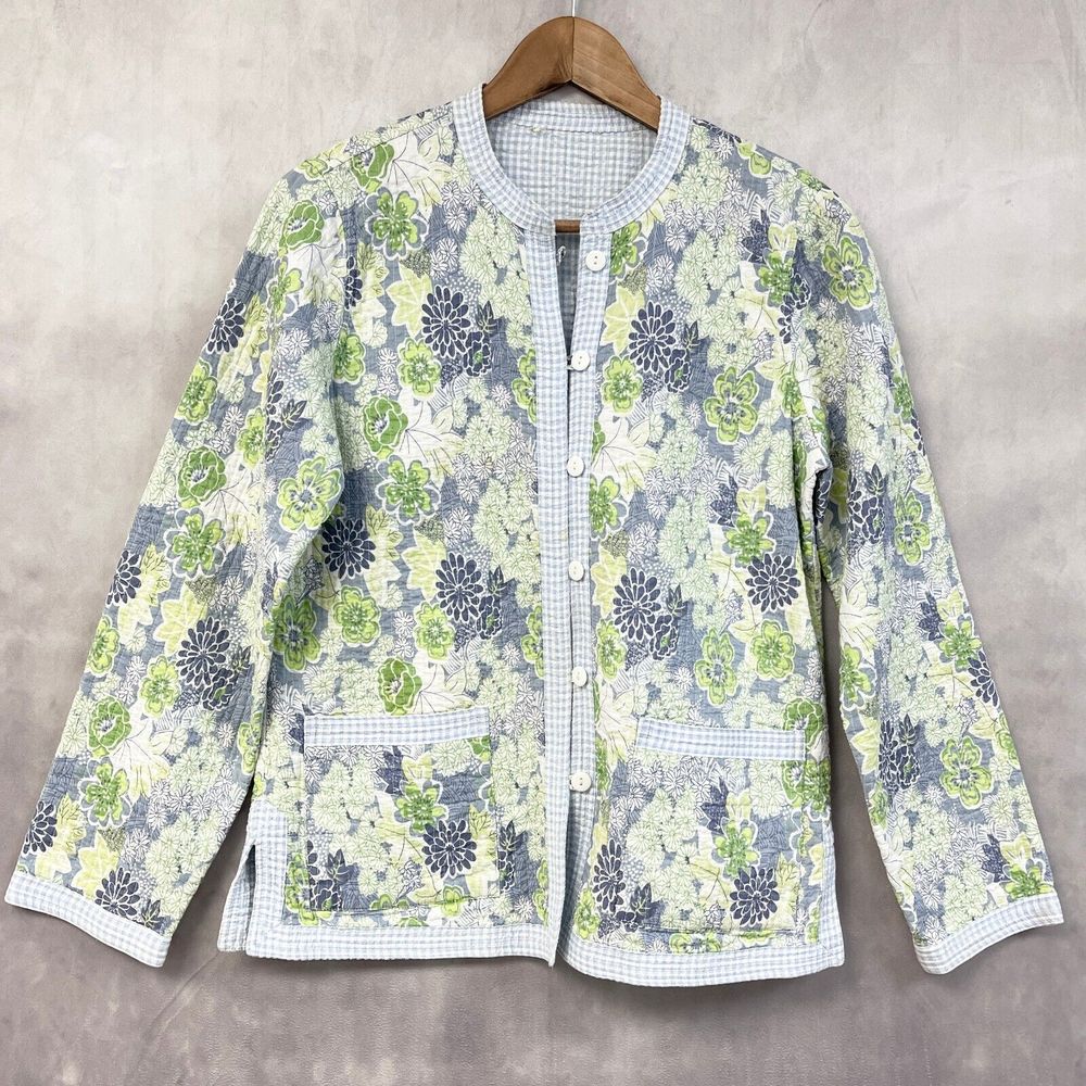Quilted Floral Jacket Womens‎ Medium Reversible Cottagecore Boho Indie Granny